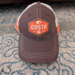 COSTA Baseball Hat Unisex Del Mar Brown Trucker Mesh Logo Snapback Outdoors